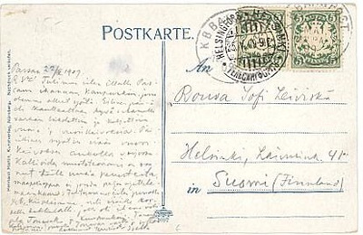 Saksa Baijeri postikortti 1909 Suomeen
