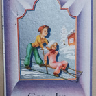 Lapset laskevat potkukelkalla, hopeataus, kehys, p. 1935 - pikkukuva 1