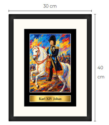 Uusi Karl XIV Johan art print kehystetty 30 cm x 40 cm