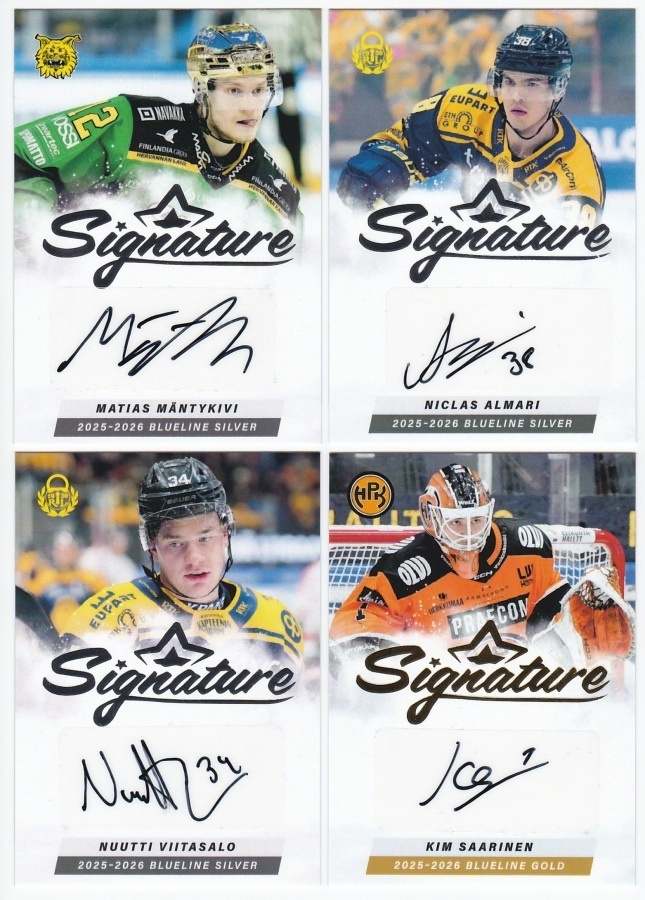 2000-25 Cardset & Blueline numeroidut, nimmarit ja jersey ym