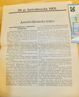 VANHA Lehtinen Asevelvollisuuskysymys 1901Vastarintaliike