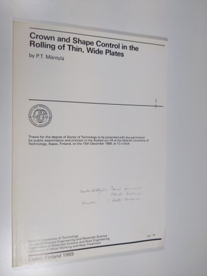P. T. Mäntylä : Crown and Shape Control in the Rolling of...
