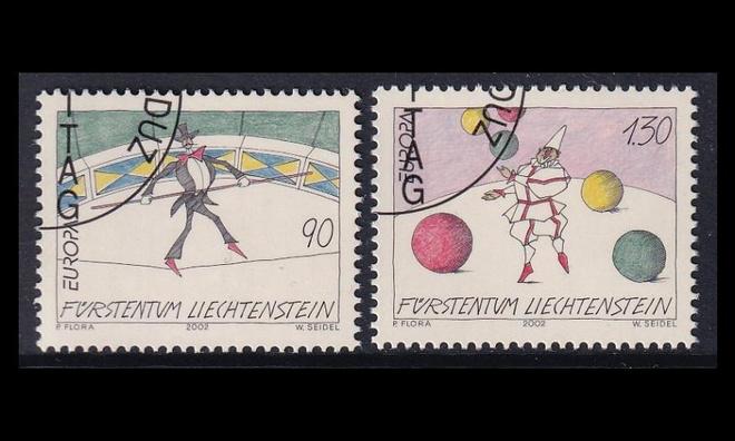 Liechtenstein 1283-4 o Europa sirkus (2002)