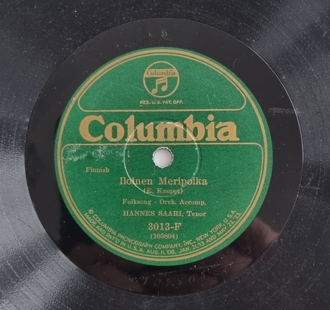 Savikiekko 1925 - Hannes Saari - Columbia 3013-F