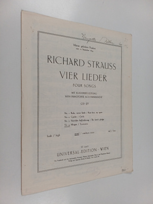 Richard Strauss - Vier lieder : Four songs