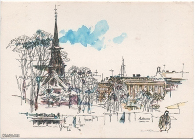 Helsinki kaupunkimaisema piirros 1981