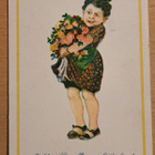 tytöllä iso kimppu kukkia,, kulkenut 1921 - pikkukuva 1