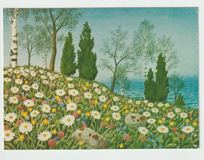 Oskar Bergman : Blommor vid sjö