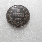 10 penniä 1909 tasaisesti painoitunut kulkematon raha,, - pikkukuva 1
