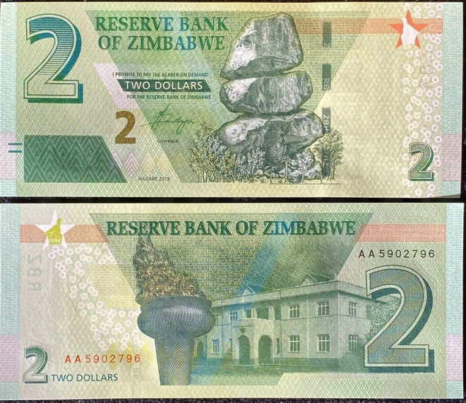 ZIMBABWE 2 DOLLARS 2019 P-NEW UNC  (K15-S143)