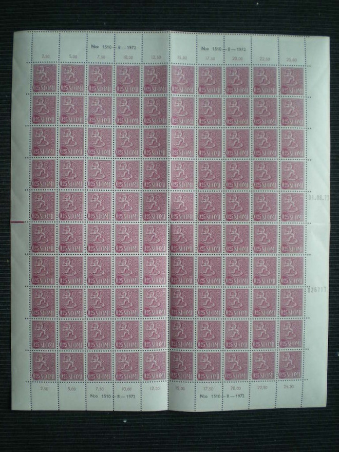 ** Postimerkkiarkki LaPe 563 - N:o 1510 - 8 - 1972