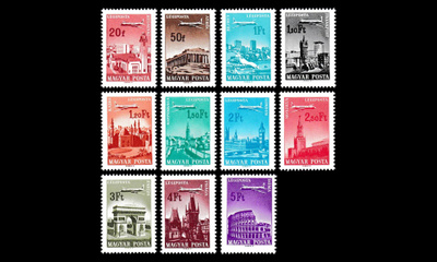 Unkari 2280-90 ** Lentoposti kaupunkeja ja lentokoneita (196