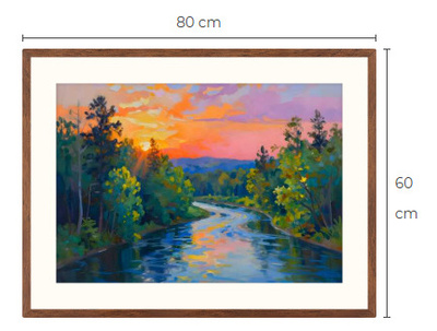 Uusi Metsämaisema joki art print taulu 60 cm x 80 cm