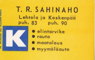 Lehtola, Koskenpää.  T.R. Sahinaho  ,    b436