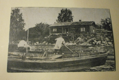 Pernaja, kalastajamökki, miehet veneessä, mv pk, k. k-k