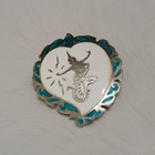 Vintage hopea sydän solki Siam Niello 925 Sterling - pikkukuva 5