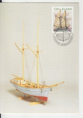 Åland  1988 Purjelaiva maksimikortti.
