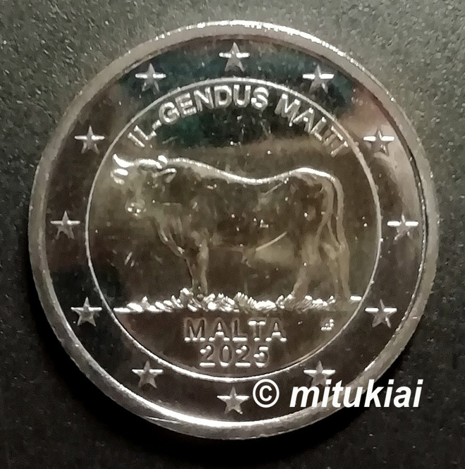 Malta 2025 juhlaraha 2 euro Härkä, UNC
