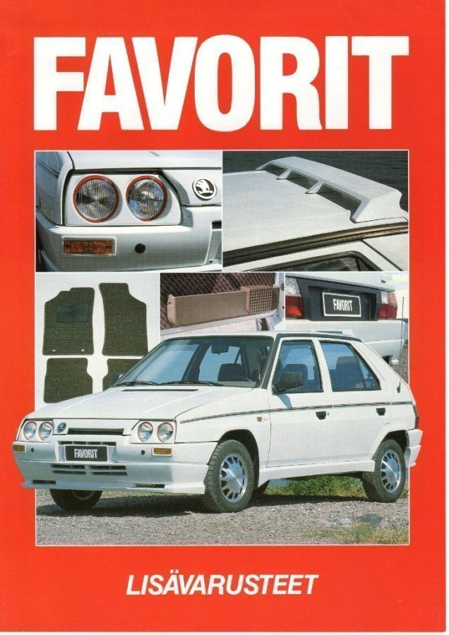 Skoda Favorit lisävarusteet -esite, 1989