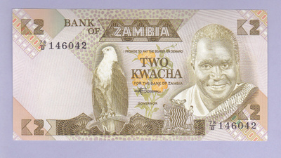 Zambia 2 Kwacha v.1986-87 UNC P-24