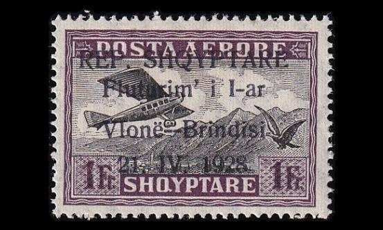Albania 166 * Vlora-Brindisin lentoreitti 1 Fr (1928)