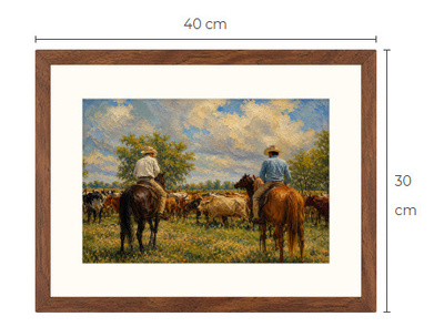 Uusi Cowboy art print kehystetty 30 cm x 40 cm