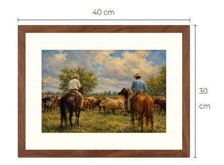 Uusi Cowboy art print kehystetty 30 cm x 40 cm