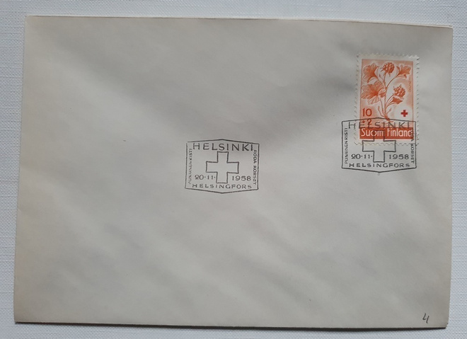 FDC 1958 Punainen Risti Marjoja 10 + 2 oranssi