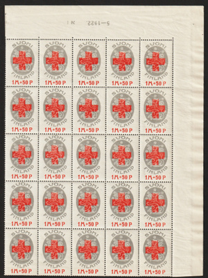 1922 PunaisenRistin merkkejä arkin osassa 25kpl **