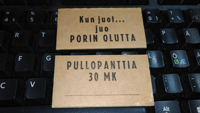 Pori Pullopantti 30mk paksu pahvilappu