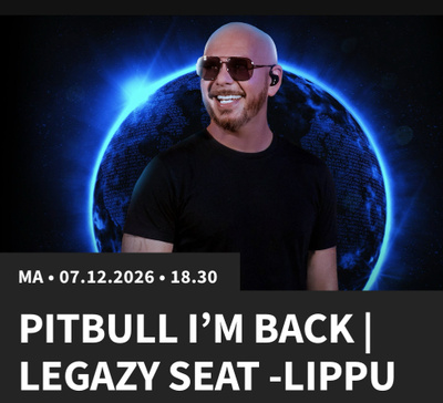 Pitbull 2 Legazy seat lippua 7.12 keikalle