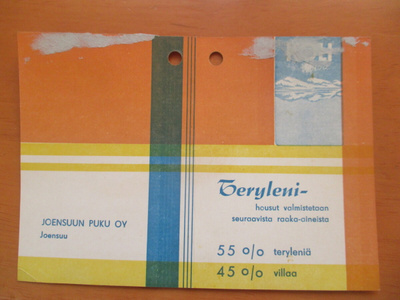 Joensuu Joensuun Puku - Koli- tuote etiketti
