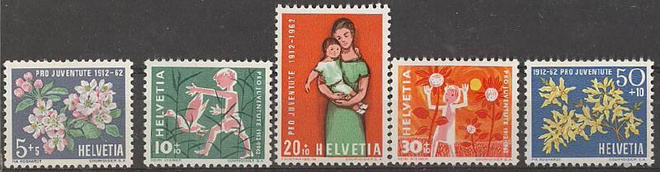 Sveitsi Mi 758-62  ++