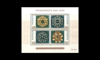 Norja 1165-8BL21 ** Postimerkin päivä hopeakoruja (1994)