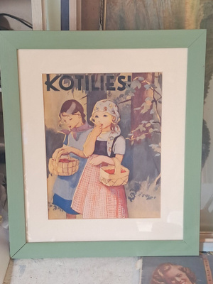 Wendelinin kuvittama juliste kehyksissä.