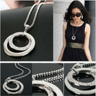 1224 .. Women Fashion Crystal Silver Plated .. Kaulakoru - pikkukuva 1