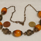 Vintage bakeliitti / meripihka kaulakoru Antique Baltic Egg - pikkukuva 5