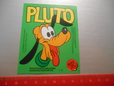 PLUTO Passionhedelmäjuoma Sinebrychoff etiketti