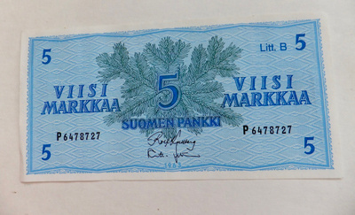 5 mk 1963 P-sarja HYVÄ Lähes Pakkasileä