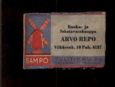 ååku . VILKKEENKATU 10 . Viipuri . Arvo Repo . Tulitikkuetik