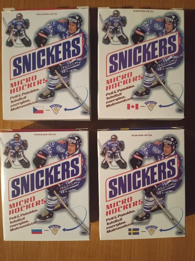 1997 Snickers Micro Hockers pakkaukset 4 kpl