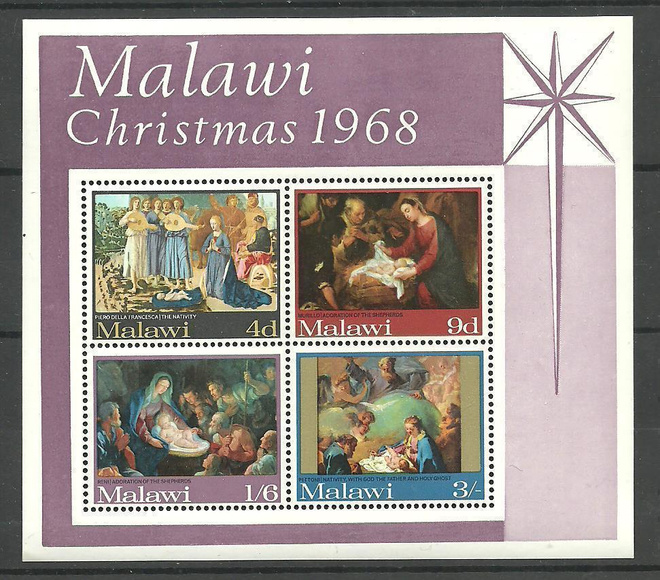 JOULU-aiheinen blokki MALAWI 1968 **