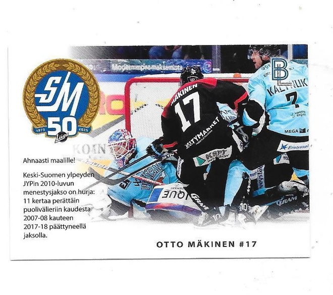 2024-25 BlueLine MatchCard #3/6 Otto Mäkinen JYP