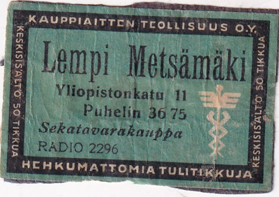 Lempi Metsämäki, Yliopistonkatu 11, Radio 2296   s22