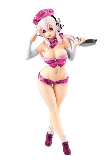 Super Sonico Special Statue Super Sonico Military 18cm Uusi
