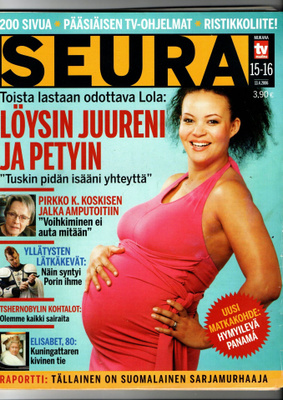 Seura n:o 15/16 2006 Miss Suomi Lola raskaana. Ässät Pori.
