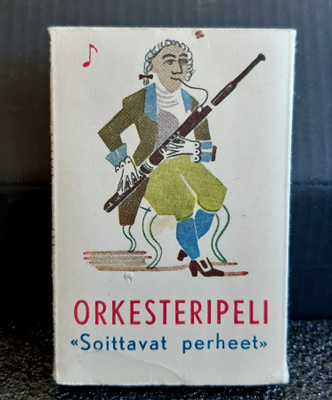 Orkesteripeli. Vintage korttipeli soittavat perheet