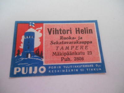 TT Etiketti Puijo Vihtori Helin Tampere