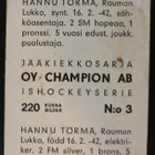 HANNU TÖRMÄ Rauman Lukko Champion 1966 - pikkukuva 2