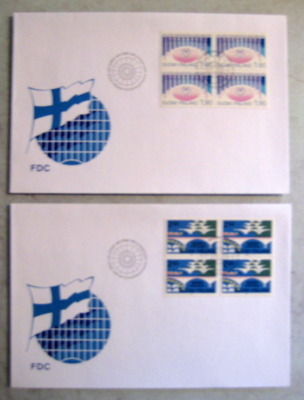 FDC 2 kpl IPU ja Eurooppa neuvosto 4.9.1989 nelilöt1989(71)